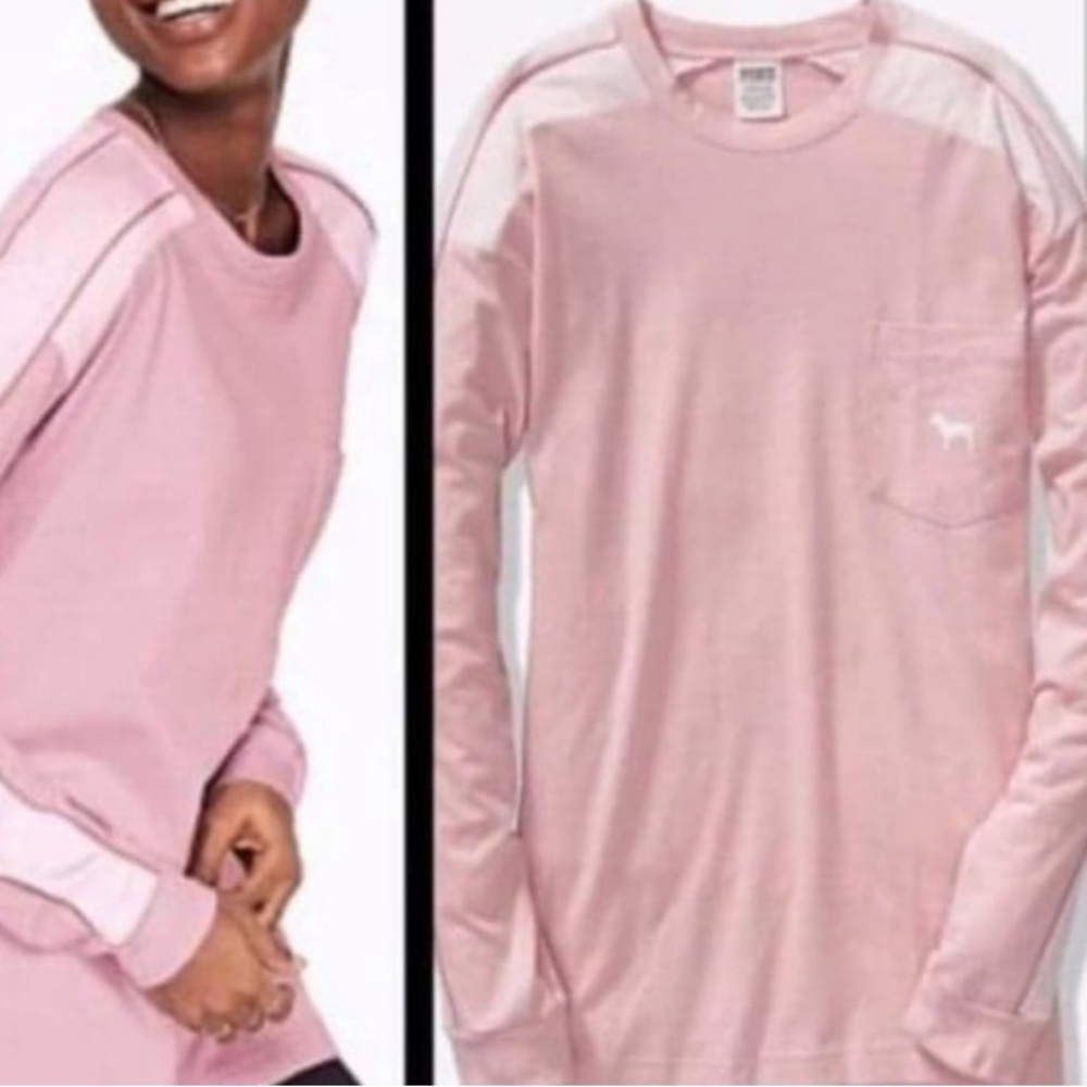 Pink long sleeve campus tee